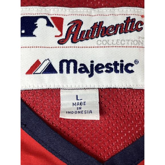 Majestic Boston Red Sox Pullover Windbreaker Jacket Mens Large Red V Neck Vented - Picture 9 of 11